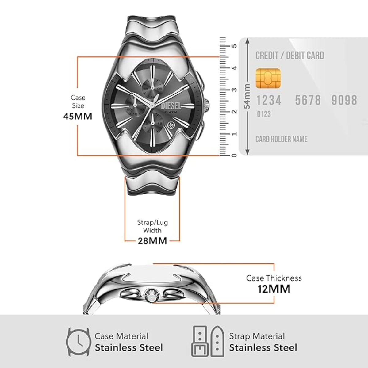 Diesel Mercurial Gray Round Dial Analog Chronograph Men's Watch DZ4683
