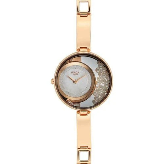 Titan Raga Power Pearls Quartz Analog White Dial with loose pearls Metal Strap Watch for Women 95224WM01F