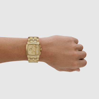 DZ4639 DIESEL | Cliffhanger Chrono Square Gold Dial Watch (Men)