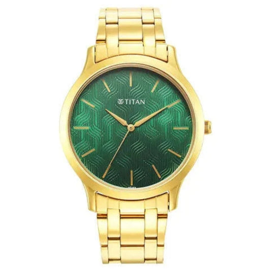 Titan Karishma Radiance Green Dial Analog Stainless Steel Strap Men watch NR1825YM07