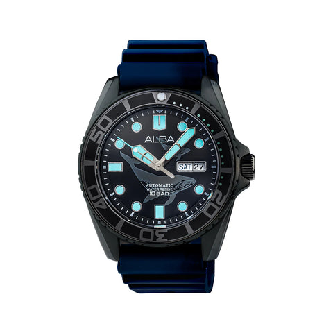 ALBA Black & Blue Whale Motif Automatic Men's Watch - AL4625X1 - Buy Now at Sai Creations Watches