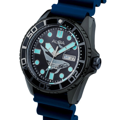 ALBA Black & Blue Whale Motif Automatic Men's Watch - AL4625X1