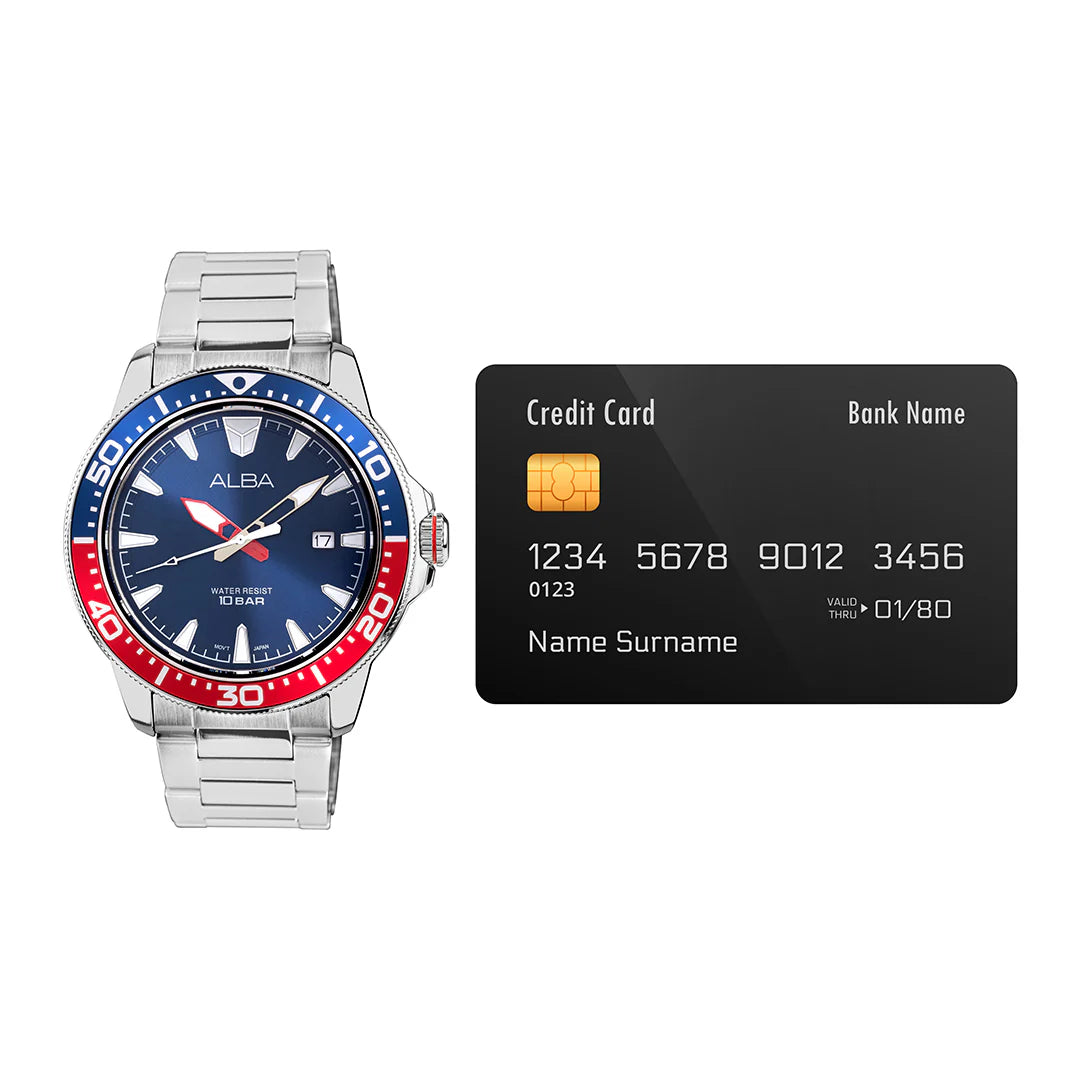 ALBA Blue & Red Dial Quartz Men's Watch - AS9T97X1