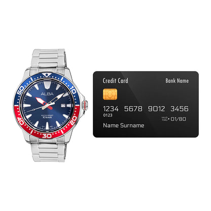 ALBA Blue & Red Dial Quartz Men's Watch - AS9T97X1