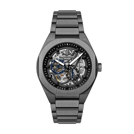 Rose gold watch with brand logo on a white background