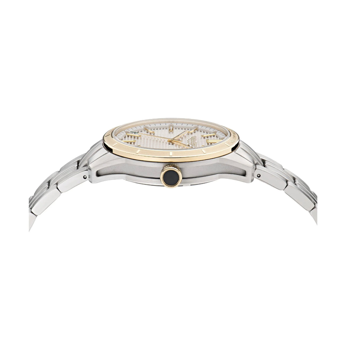 Watch with silver and gold case on a white background