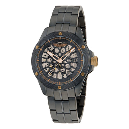 Gray wristwatch with detailed face on a white background