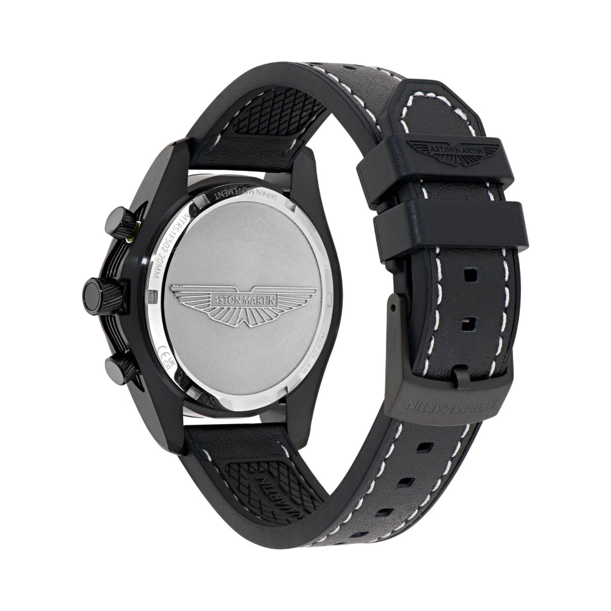 Black watch with a visible brand logo on a white background
