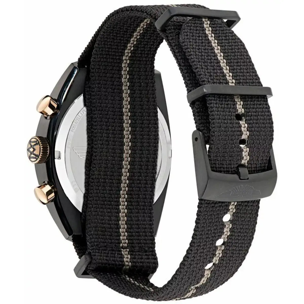 Watch with a black strap on a white background