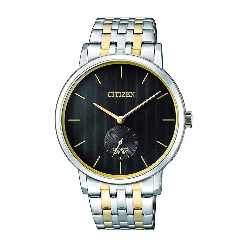 Citizen watch with two-tone metal strap on a white background