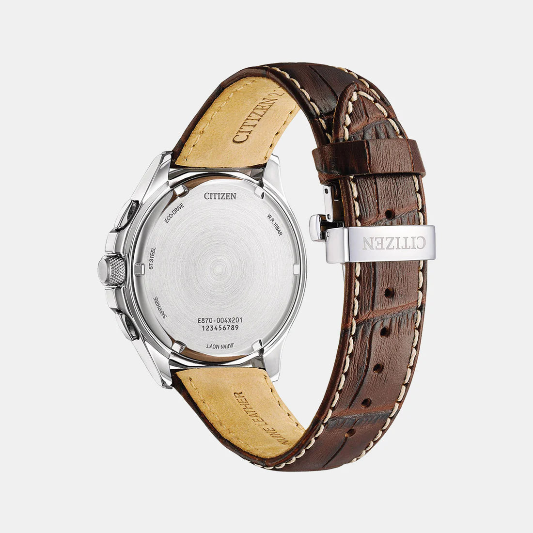 Citizen Eco-Drive Brown Dial With Leather Strap Chronograph Men Watch BL8160-07X