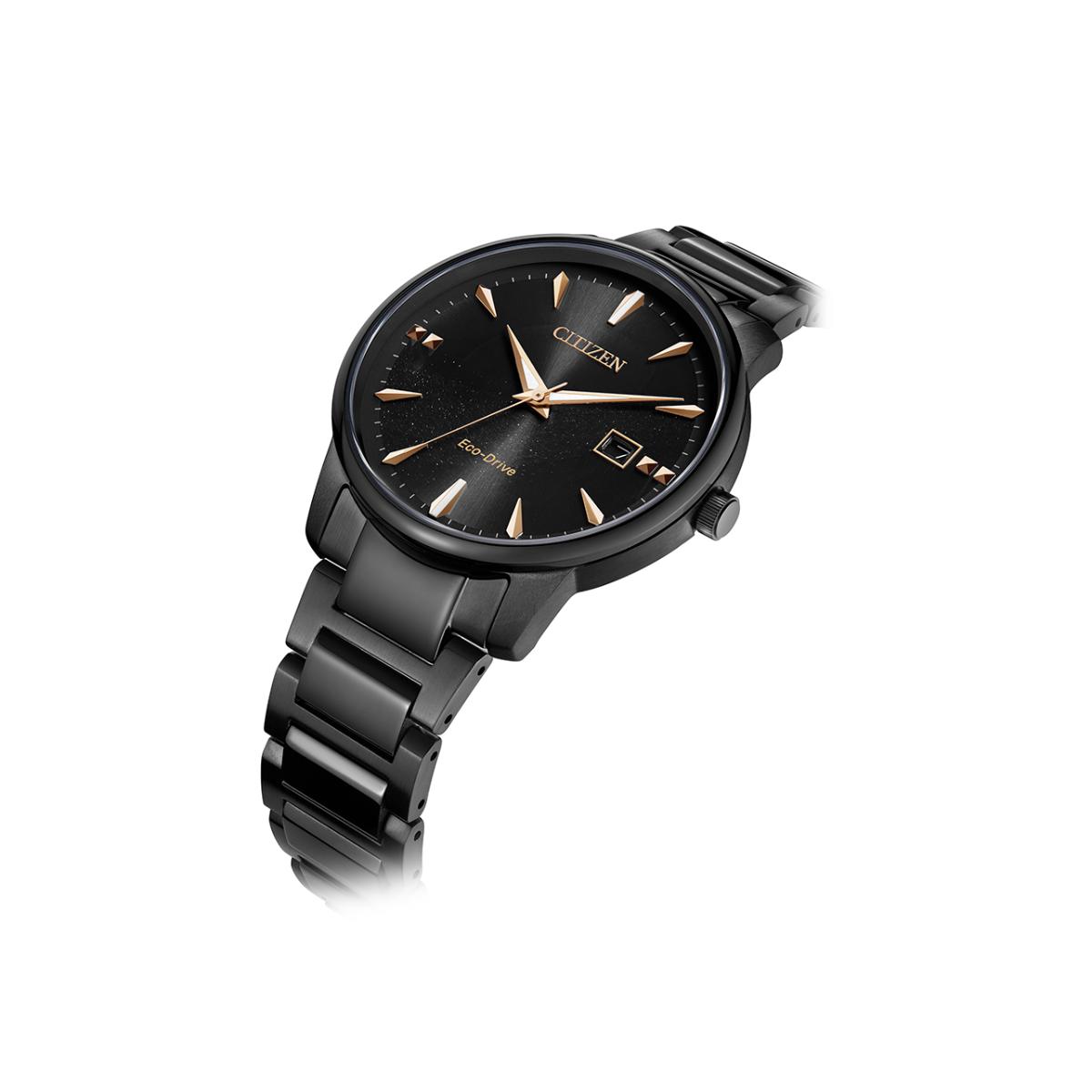 Black Citizen watch with a white background