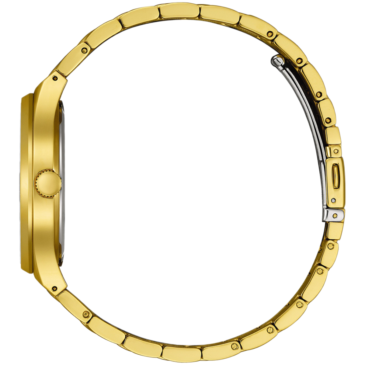 Gold watch case on a white background
