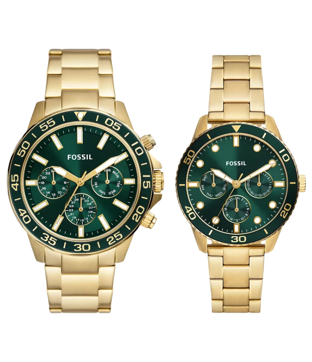 BQ2754SET Fossil | His and Her Chrono Gold-Tone St Steel Watch Set