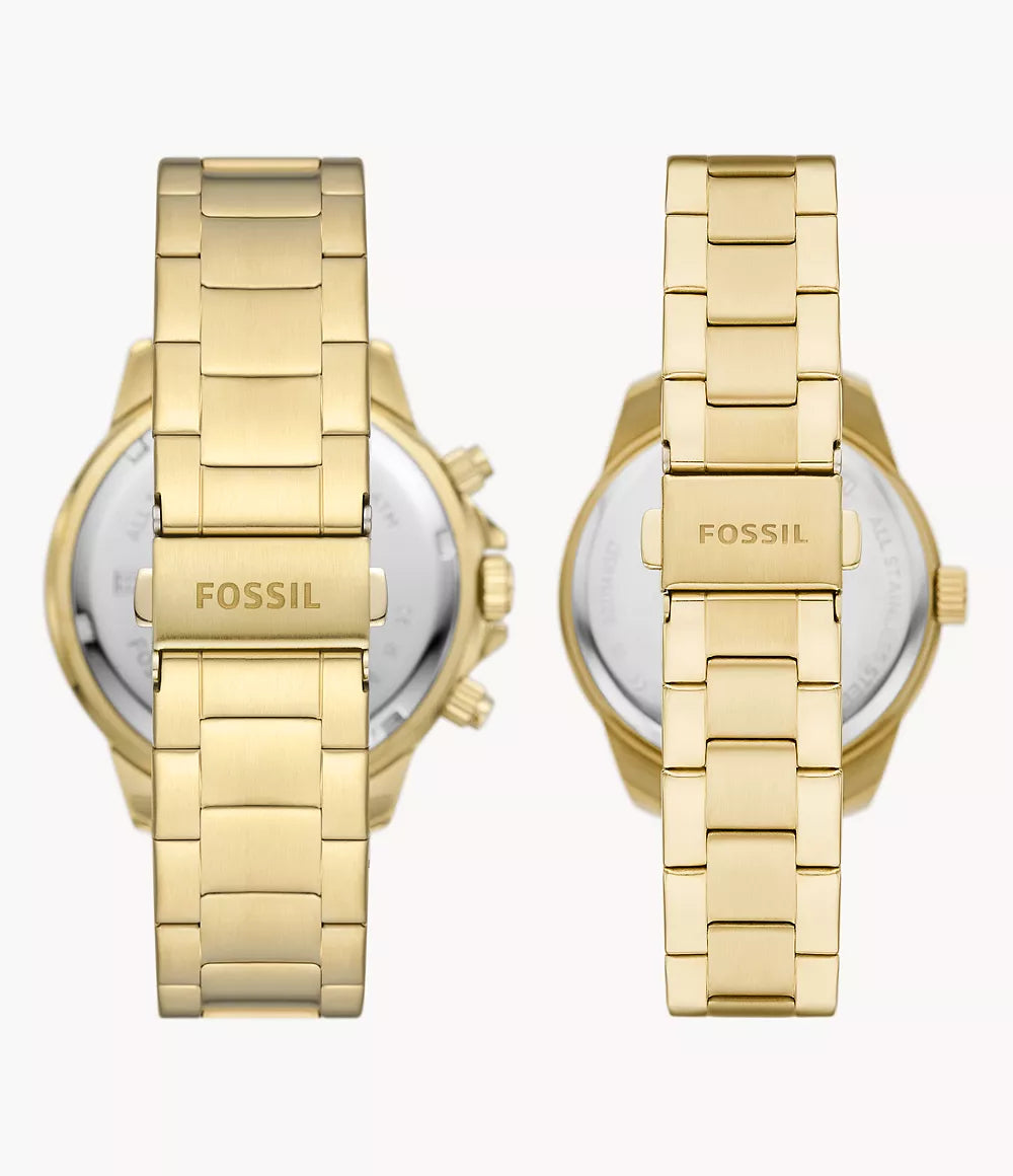 BQ2754SET Fossil | His and Her Chrono Gold-Tone St Steel Watch Set