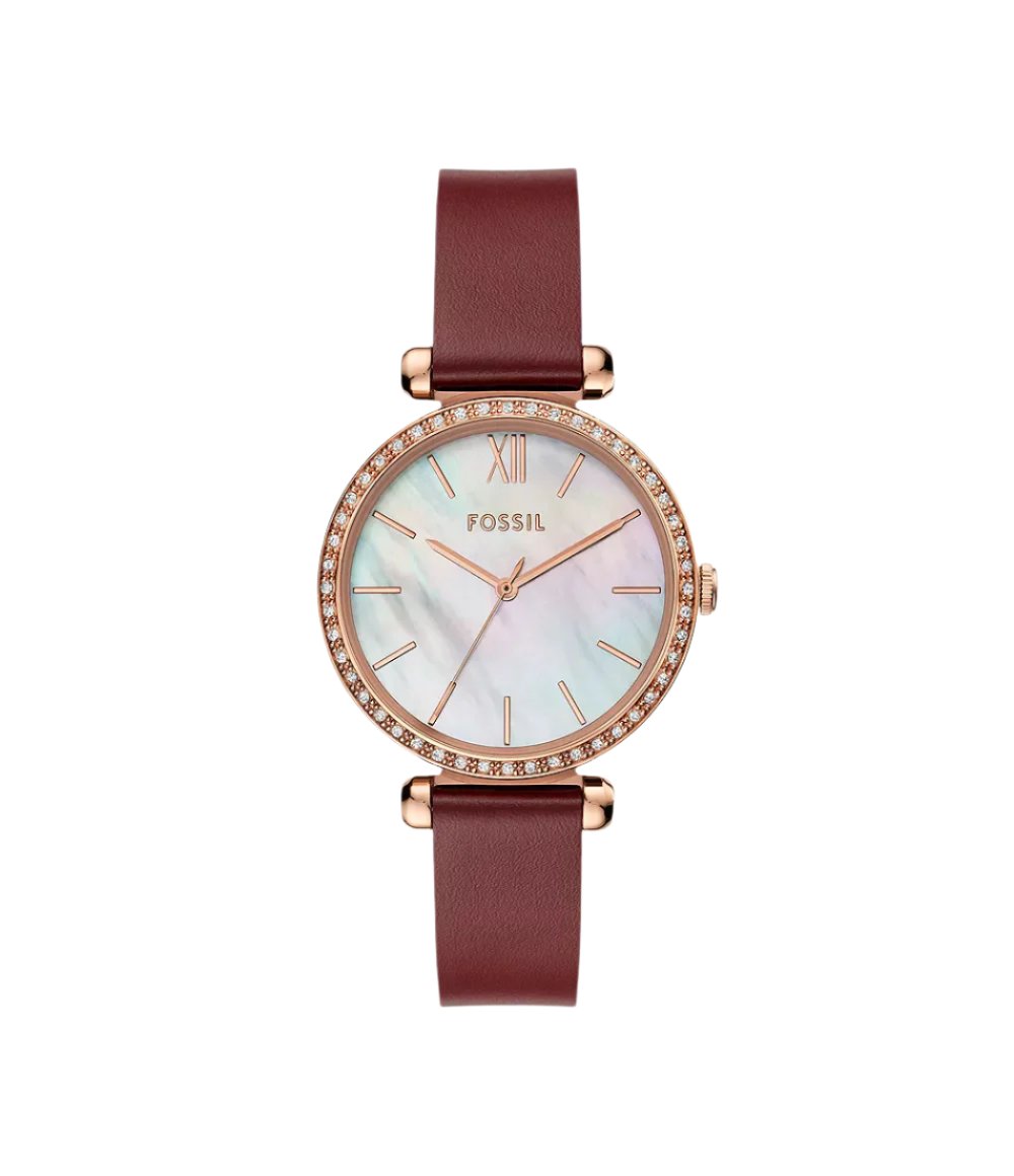 BQ3968 Fossil | Tillie Three-Hand Maroon Leather Watch