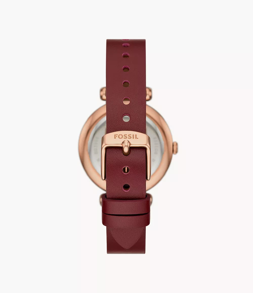 BQ3968 Fossil | Tillie Three-Hand Maroon Leather Watch