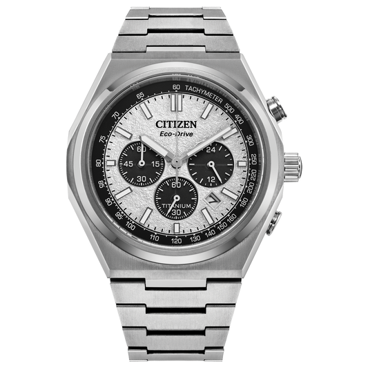 Citizen Silver Tone Panda Dial Zenshin Chrono Men's Watch - CA4610-85A