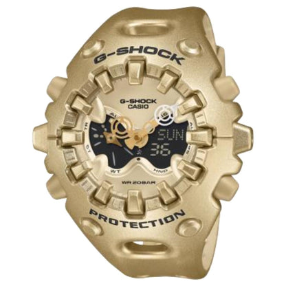 Gold G-Shock Casio watch on a white background