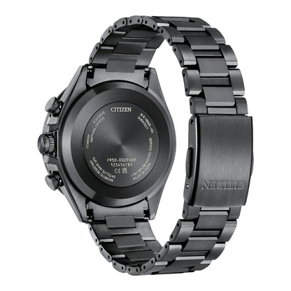Black Citizen watch with metal band on a white background