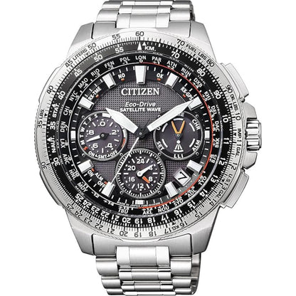 Citizen watch with detailed face and metal band on a white background