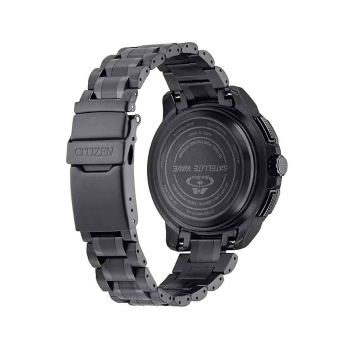 Black Citizen smartwatch with metal band on a white background