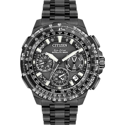 Black Citizen watch with detailed face on a white background