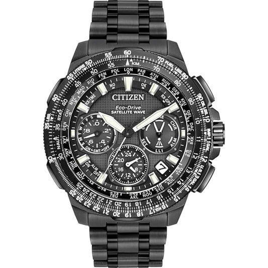 Black Citizen watch with detailed face on a white background