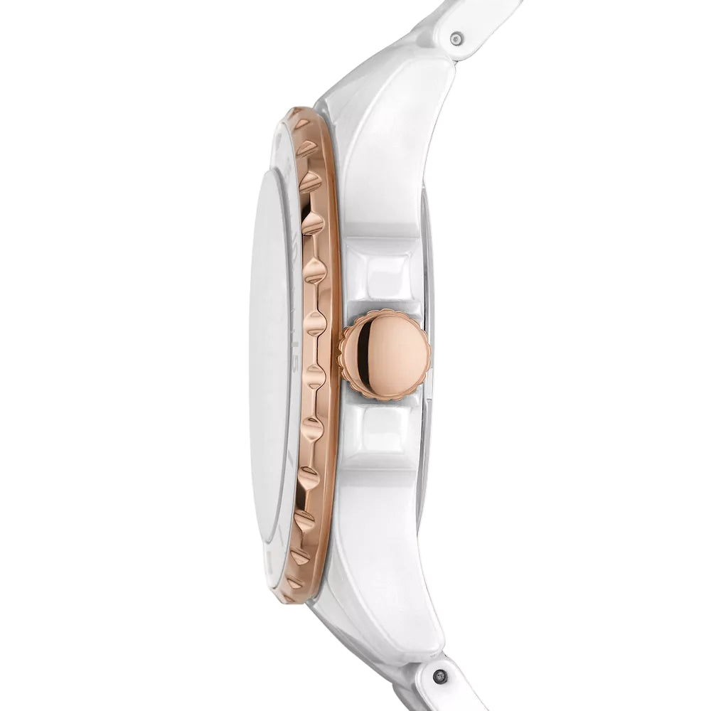 Fossil FB-01 Three-Hand White Dial Ceramic Women's Watch CE1107