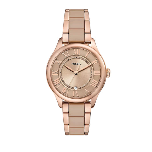 Fossil Gilmore Quartz Rose Gold Dial Analog Ceramic Women Watch CE1133