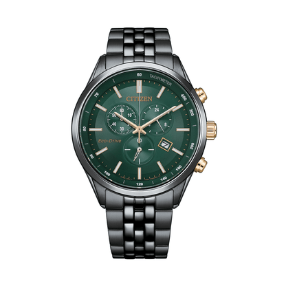 Citizen Eco-Drive Quartz Green Dial Chronograph Men's Watch AT2576-50X