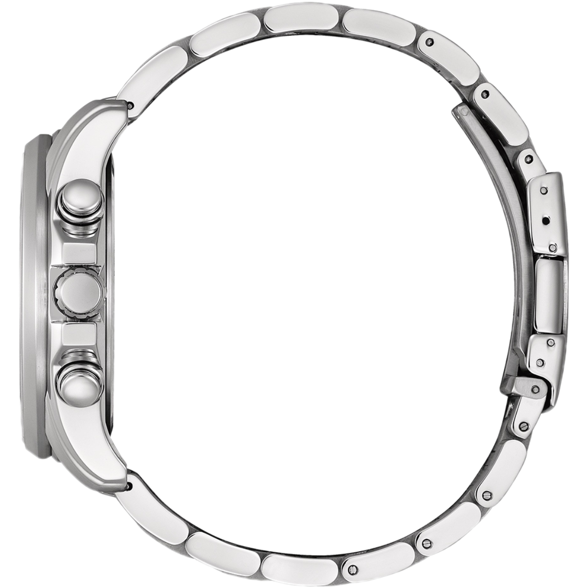 Close-up of a silver bracelet on a white background