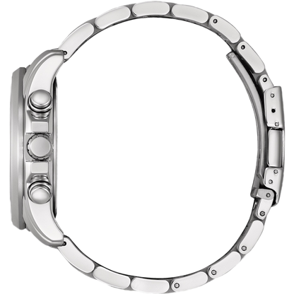 Close-up of a silver bracelet on a white background