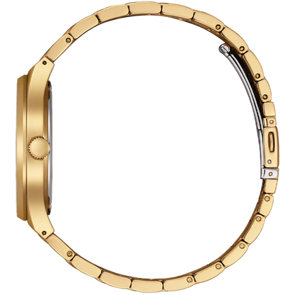 Gold watch case on a white background