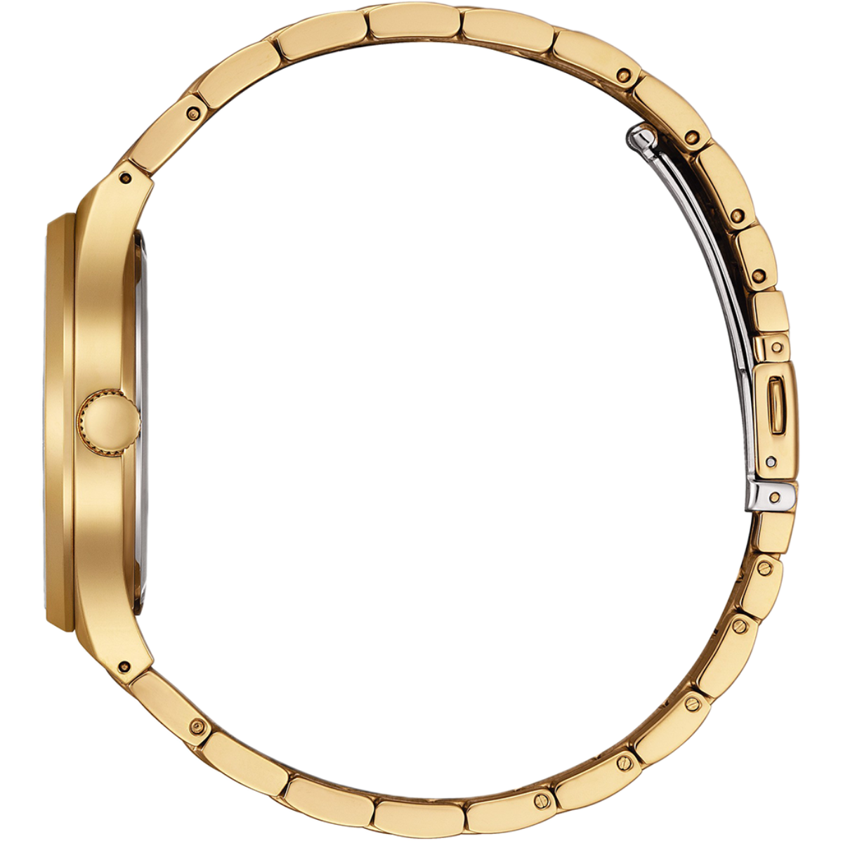 Gold watch case on a white background
