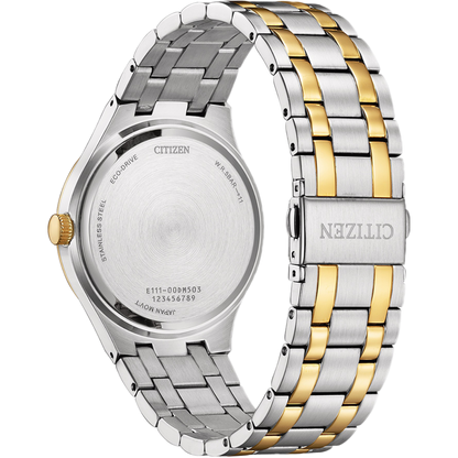 Two-tone silver and gold Citizen watch on a white background