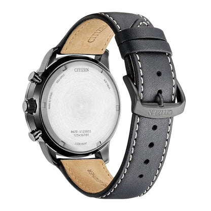 Citizen watch with gray strap and beige interior on a white background