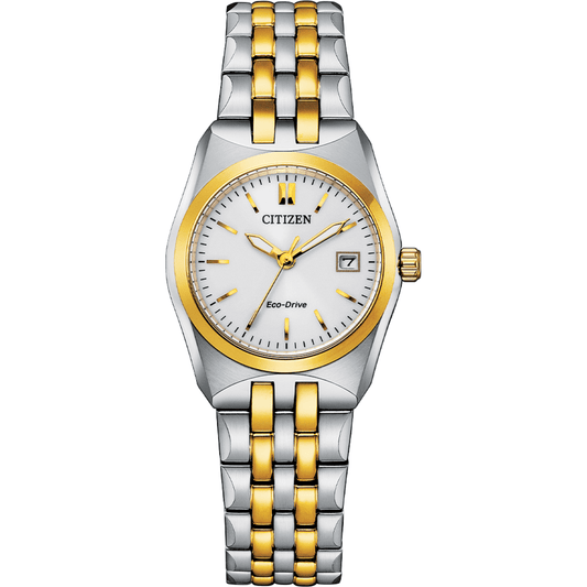 Two-tone silver and gold Citizen watch on a white background