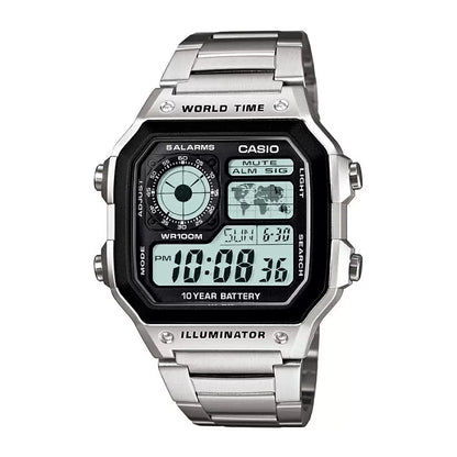 D099 Casio | AE-1200WHD-1AVDF Youth Silver Digital Watch (Unisex)