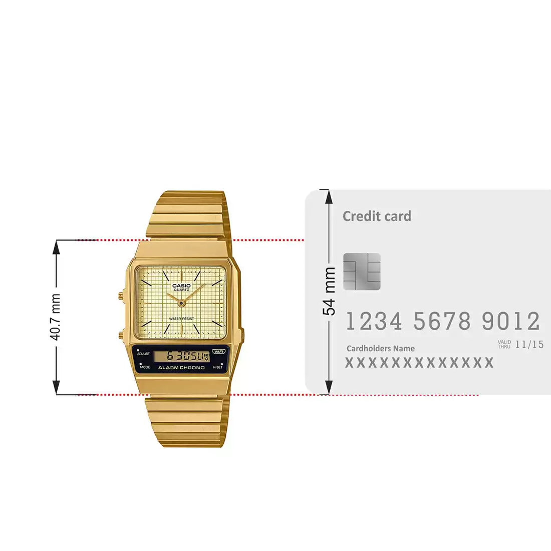 Casio VINTAGE COLLECTION AQ-800EG-9ADF - D282 Gold Vintage Combination Watch