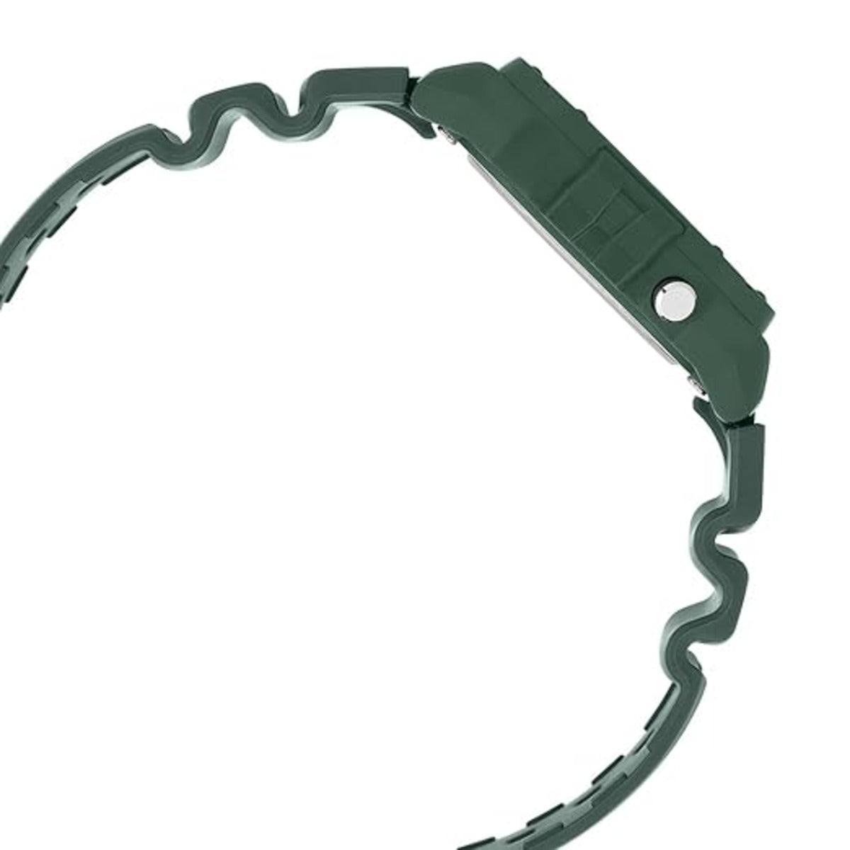 Green watch strap on a white background
