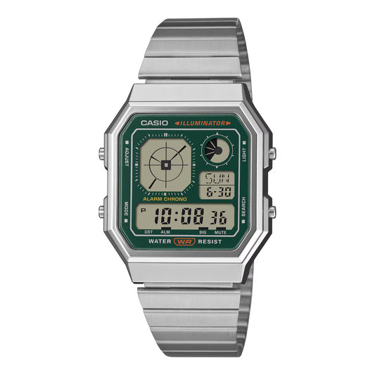 CASIO VINTAGE A130WE-3A Green Dial Digital Unisex Watch D448
