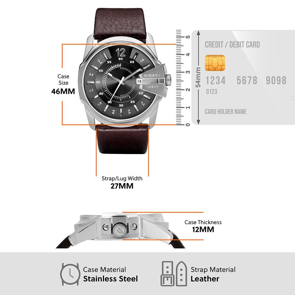 DZ1206 Diesel | Leather Analog Black Dial Men Watch