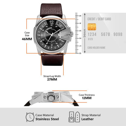 DZ1206 Diesel | Leather Analog Black Dial Men Watch