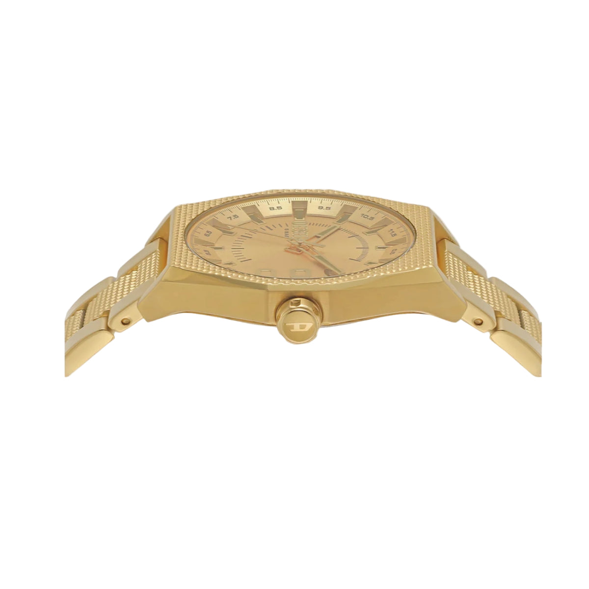 Diesel Scraper Quartz Gold Dial Analog Stainless Steel Men Watch DZ2173