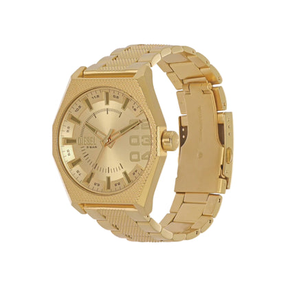 Diesel Scraper Quartz Gold Dial Analog Stainless Steel Men Watch DZ2173