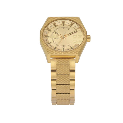 Diesel Scraper Quartz Gold Dial Analog Stainless Steel Men Watch DZ2173