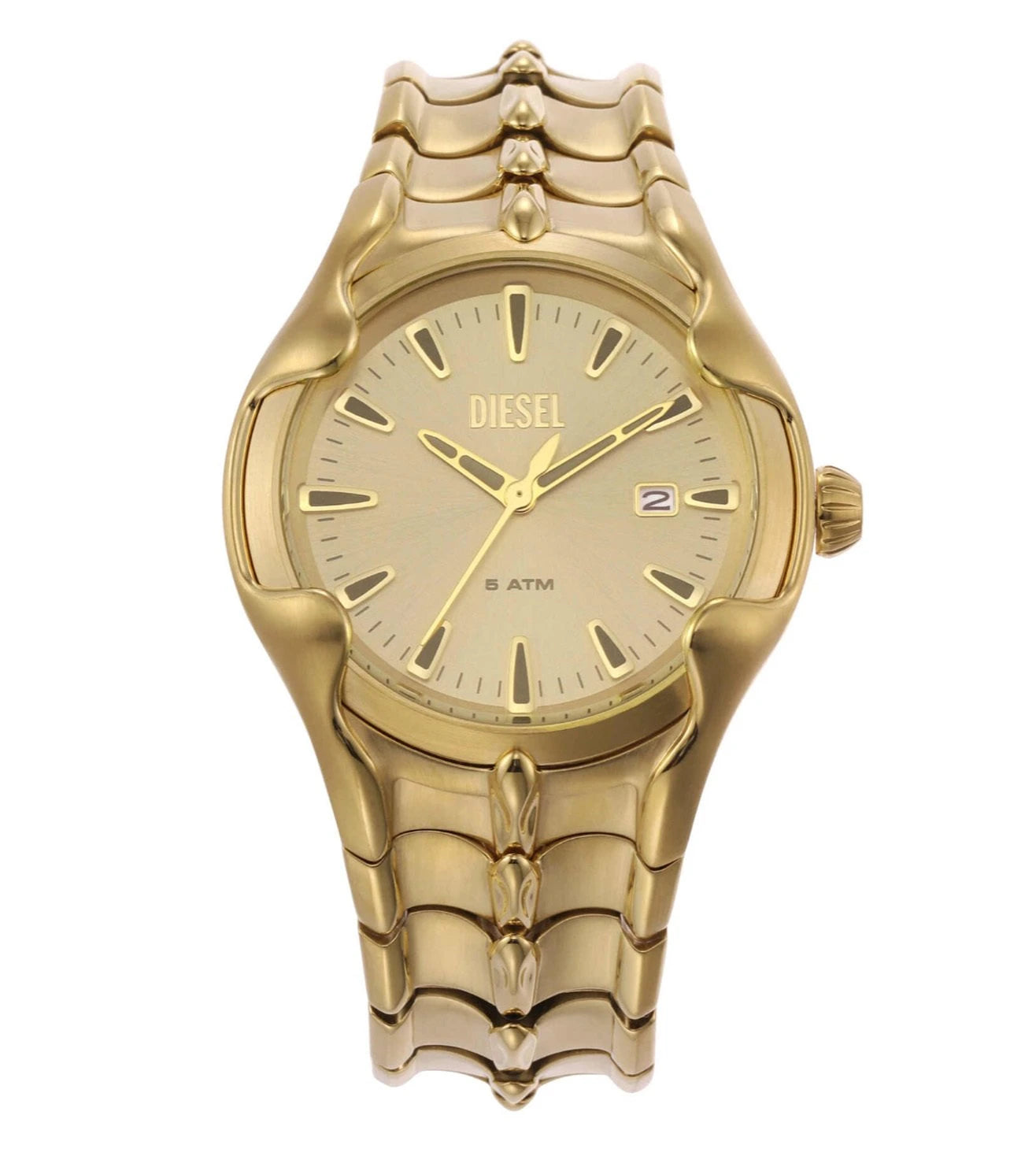 DZ2186 DIESEL | Vert Round 44mm Gold Dial Analog Watch (Men)