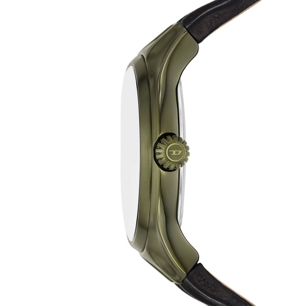 Diesel Streamline Green Dial Analog Leather Strap Men Watch DZ2218