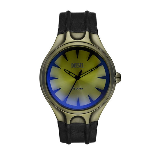 Diesel Streamline Green Dial Analog Leather Strap Men Watch DZ2218
